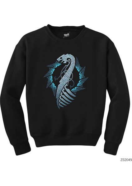 Vikings Black Moon Sword Siyah Sweatshirt