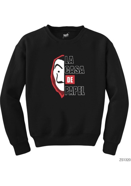 La Casa De Papel Half Face Siyah Sweatshirt