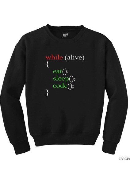 Eat Sleep Code Yazılımcı Siyah Sweatshirt