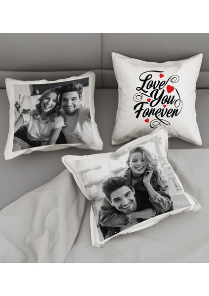 Sevgililere Özel Üçlü Tasarım Yastık 108146