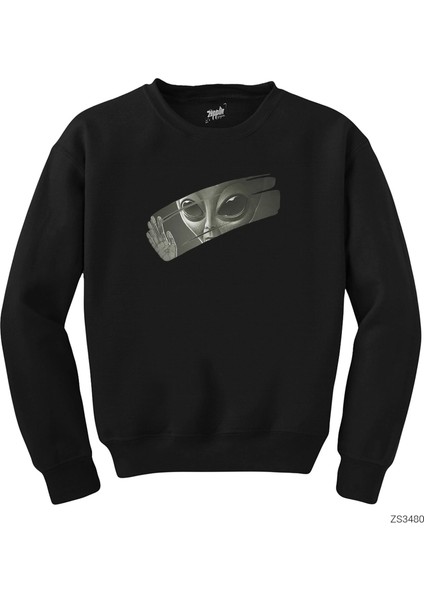 Alien Behind Glass Siyah Sweatshirt