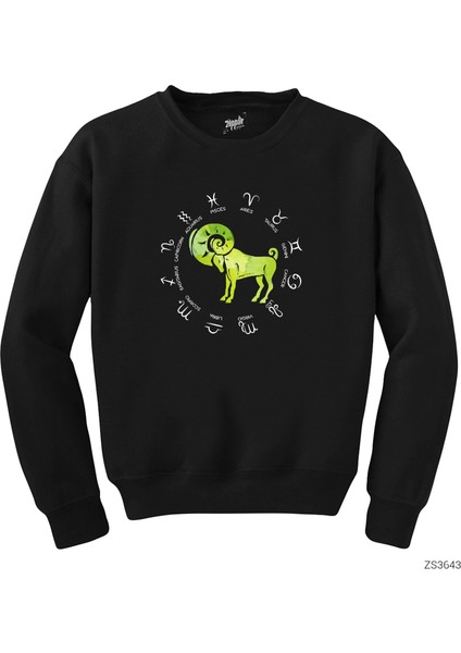 Oğlan Burcu Modern Siyah Sweatshirt