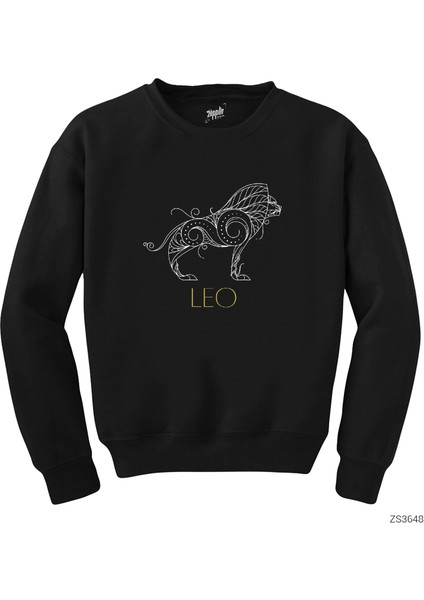 Aslan Burç Retro Siyah Sweatshirt
