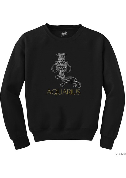 Kova Burç Retro Siyah Sweatshirt