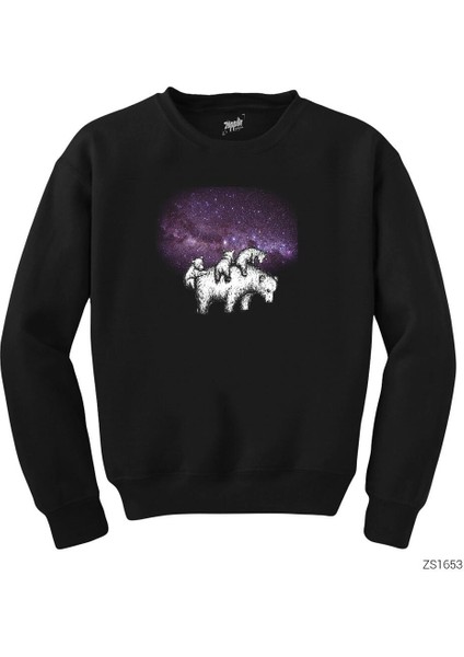 Bears In Space Siyah Sweatshirt
