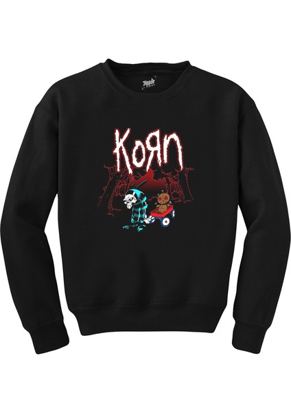 Korn Red Skull Siyah Sweatshirt