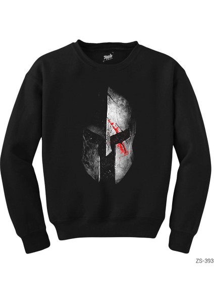 Spartan Helmet Gri Siyah Sweatshirt
