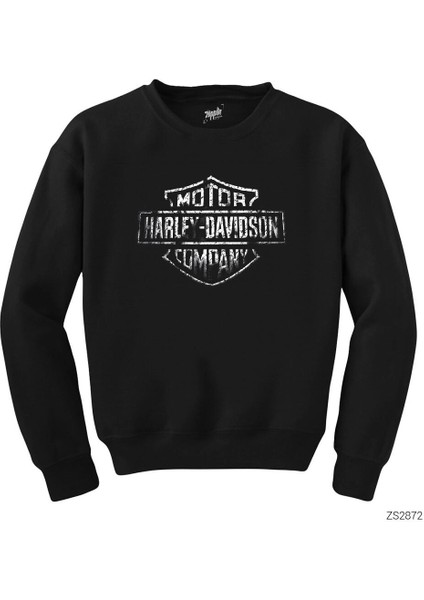 Harley Davidson Damaged Logo Siyah Sweatshirt