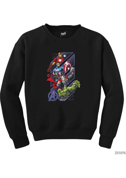 Avengers Power Up Siyah Sweatshirt