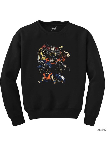 Anime Characters Siyah Sweatshirt