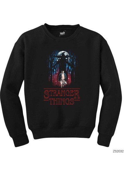 Stranger Things Demogorgan In The Forest Siyah Sweatshirt