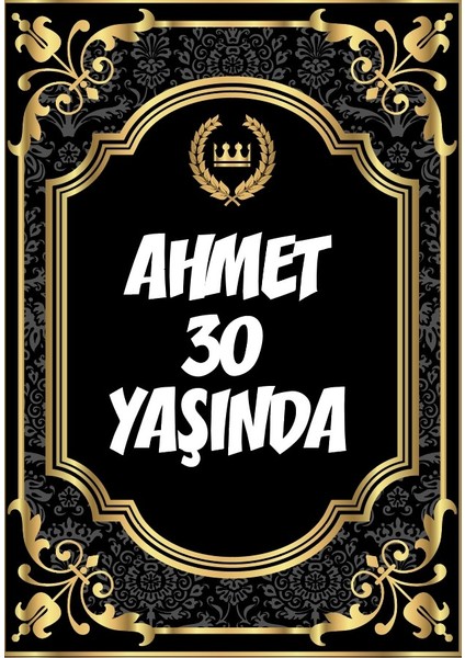 Altın Desenli Klasik Temalı Doğum Günü Afişi 35X50 cm