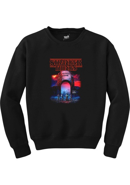 Stranger Things Universal Siyah Sweatshirt