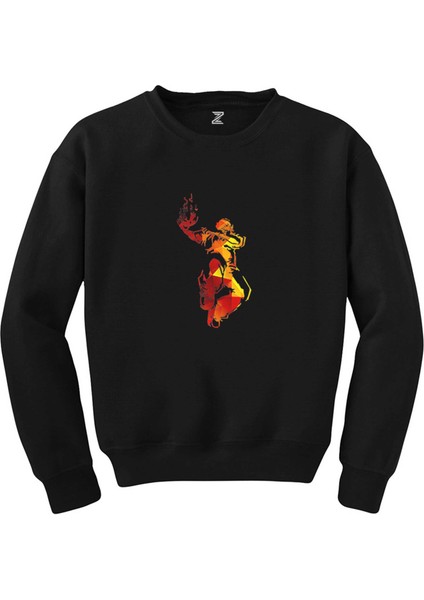 Red Basketball Silhouette Siyah Sweatshirt