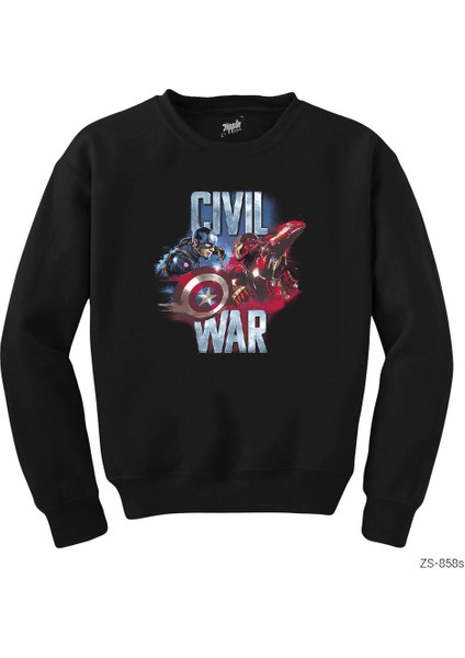 Civil War Captain America Iron Man Siyah Sweatshirt