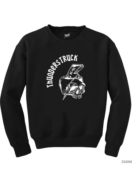 Ac Dc Thunderstuck Skull Siyah Sweatshirt