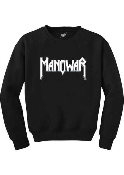 Manowar Logo Classic 2 Siyah Sweatshirt