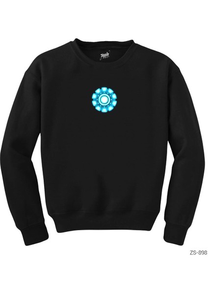 Iron Man Arc Reactor Circled Siyah Sweatshirt