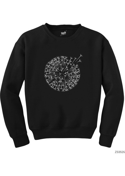 Karahindiba Çiçeği Siyah Sweatshirt