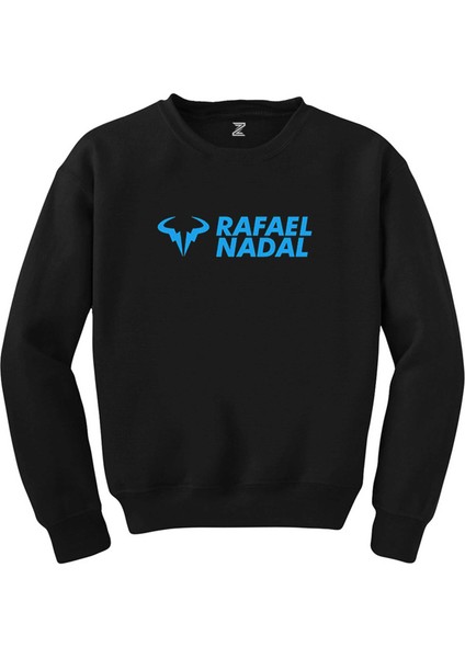 Rafael Nadal Blue Logo Text Siyah Sweatshirt