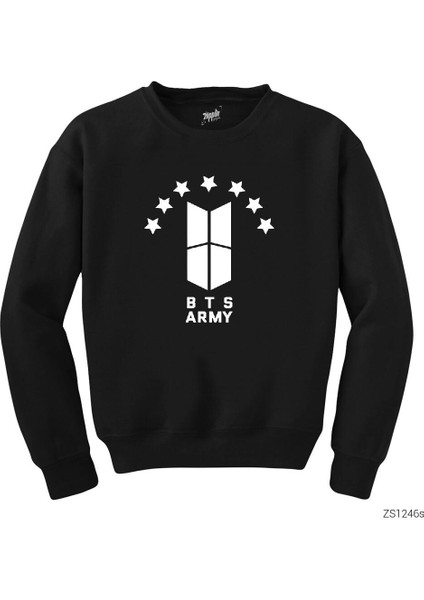 Bts 7 Yıldız Logo Siyah Sweatshirt