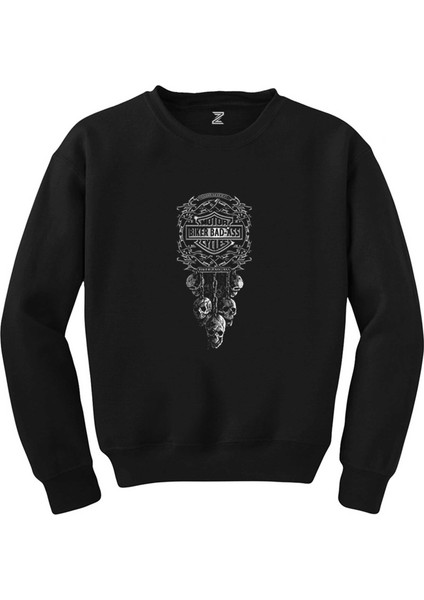 Motorcycle Club Skull Siyah Sweatshirt