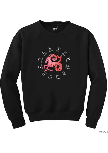 Koç Burcu Modern Siyah Sweatshirt