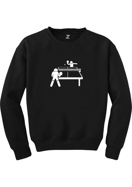 Ping Pong Table Tennis Round Siyah Sweatshirt