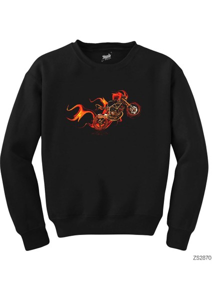 Fire Motorcyle Siyah Sweatshirt