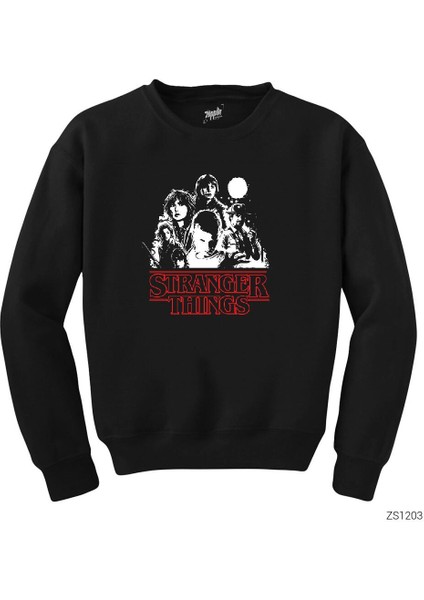 Stranger Things Casts Siyah Sweatshirt