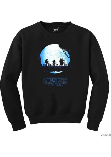 Stranger Things Blue Moon Siyah Sweatshirt
