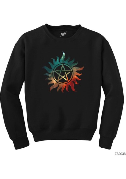 Supernatural Galaxy Logo Siyah Sweatshirt