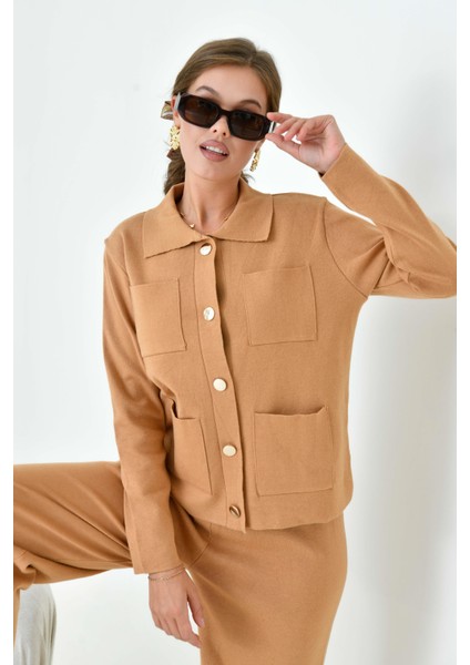 Kadın Cep Detaylı İkili Takım Camel 20914 fiyatları