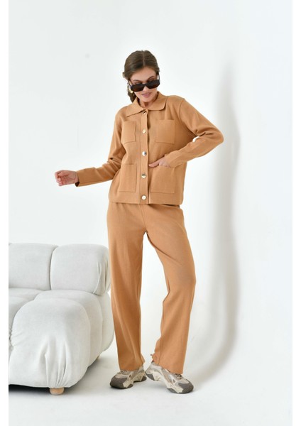 Kadın Cep Detaylı İkili Takım Camel 20914 modelleri