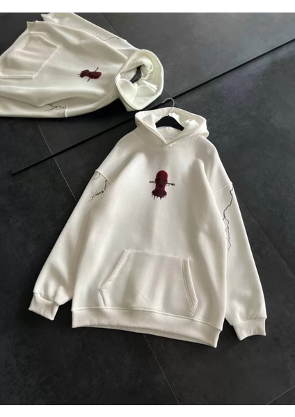 Kapüşonlu Baskılı Oversize Sweatshirt