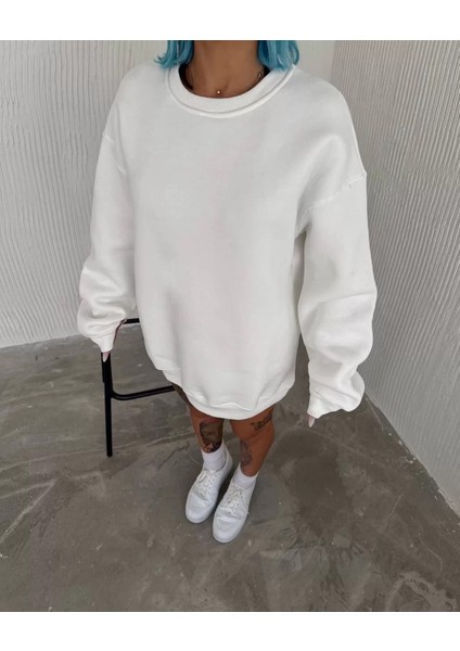 Bisiklet Yaka Düz Basic Sweatshirt