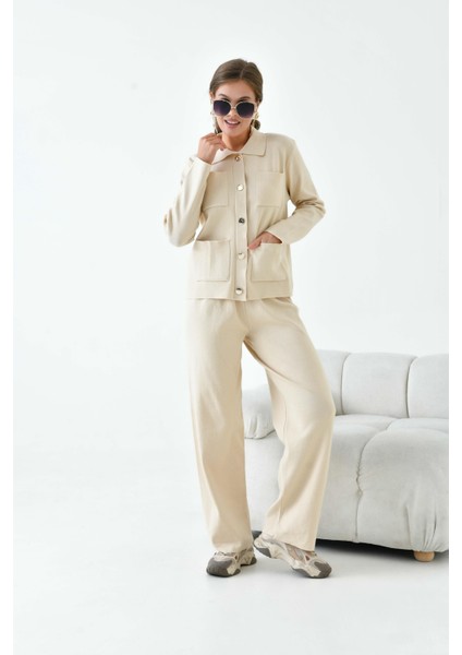 Kadın Cep Detaylı İkili Takım Bej 20914 fırsatları