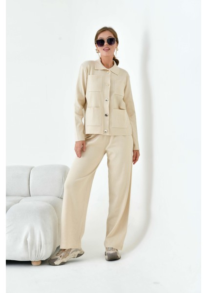 Kadın Cep Detaylı İkili Takım Bej 20914 indirimleri
