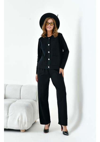 Kadın Cep Detaylı İkili Takım Siyah 20914 fiyatları