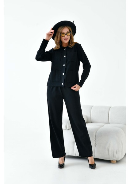 Kadın Cep Detaylı İkili Takım Siyah 20914 indirimleri