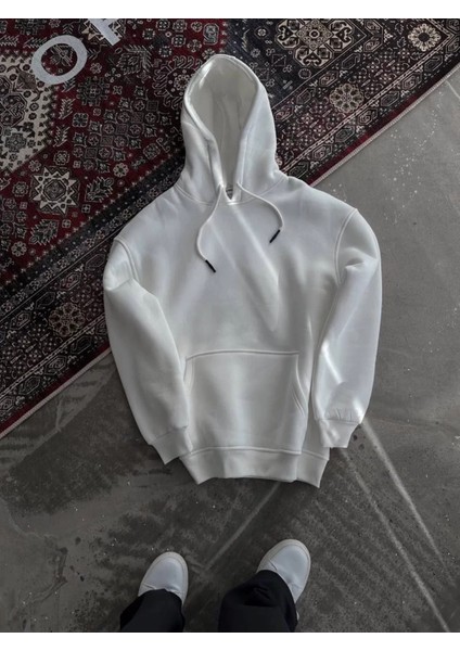 Kapüşonlu Düz Basic Sweatshirt