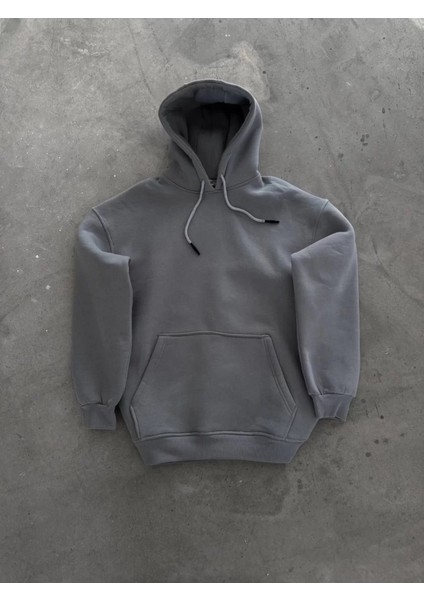 Kapüşonlu Düz Basic Sweatshirt