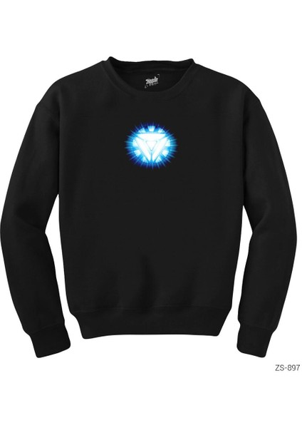 Iron Man Arc Reactor Siyah Sweatshirt