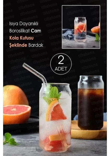 2li Pipetli Kola Kutusu Şeklinde Bardak Süt Çay Kahve Su Sunum Bardağı Borosilikat Bardak Seti