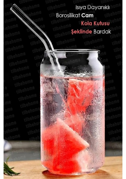 2li Pipetli Kola Kutusu Şeklinde Bardak Süt Çay Kahve Su Sunum Bardağı Borosilikat Bardak Seti