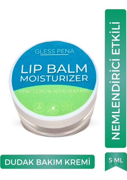 Avokado, Limon ve Nane Yağı Özlü Nemlendirici Etkili Doğal Dudak Kremi Lip Balm 5 ml