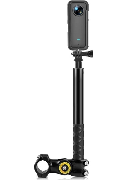 Insta 360 Uyumlu Invisible Selfie Çubuğu (Görünmez) Motosiklet Bağlantı Aparatı