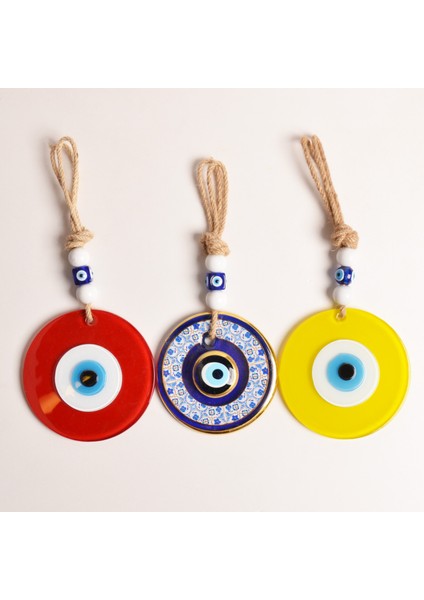 Nazar Boncuğu Sarı-Lacivert (Fb) - Sarı-Kırmızı (Gs) 3 Lü Set modelleri