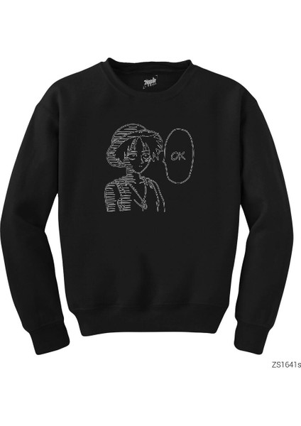 One Piece Luffy Ok Siyah Sweatshirt