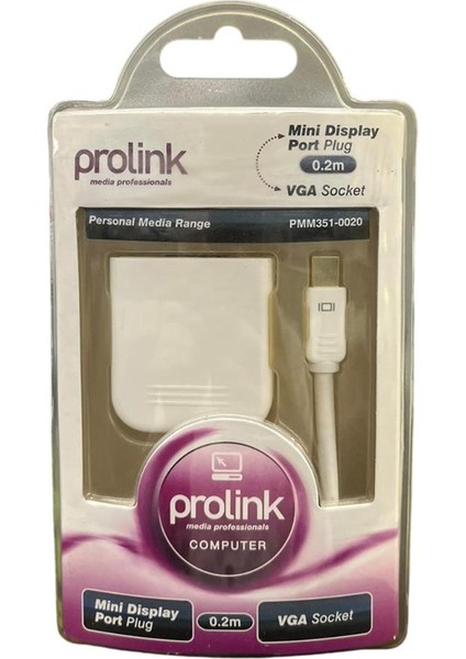 PMM351-0020 Mını Dp - VGA Soket Kablo, 0.2 Metre